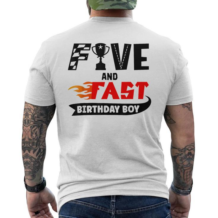 Five And Fast Birthday Boy Race Car 5Th Birthday Racer Men's T-shirt Back Print