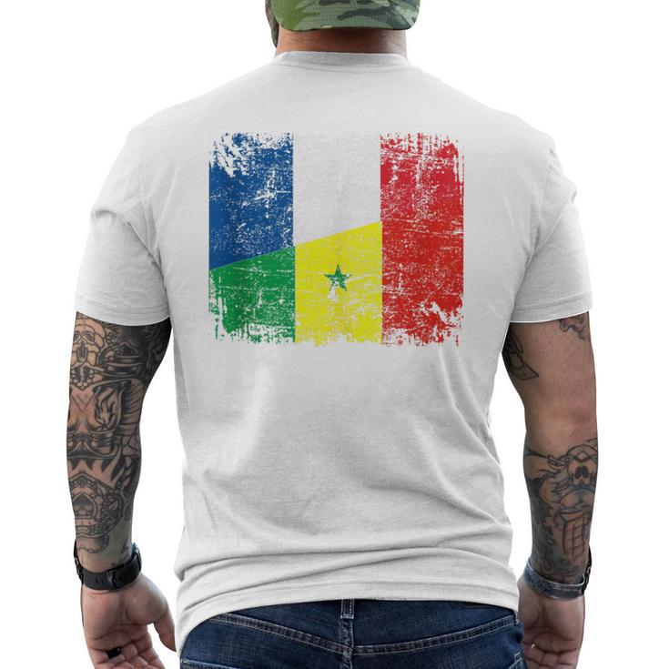 France Senegal Flags Half Senegalese French Roots Vintage Men's T-shirt Back Print