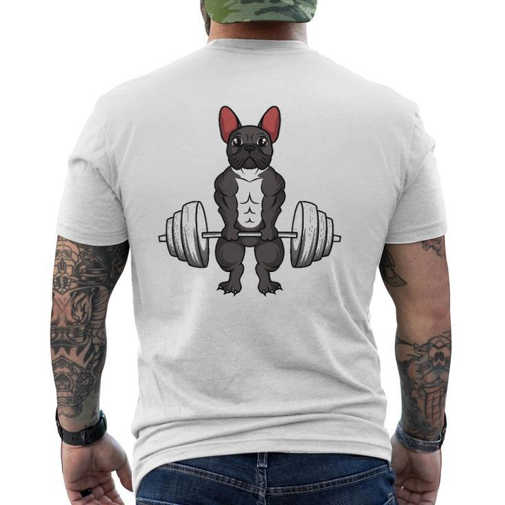 French Bulldog Deadlifts Dog Fitness Weightlifting Mens Back Print T-shirt