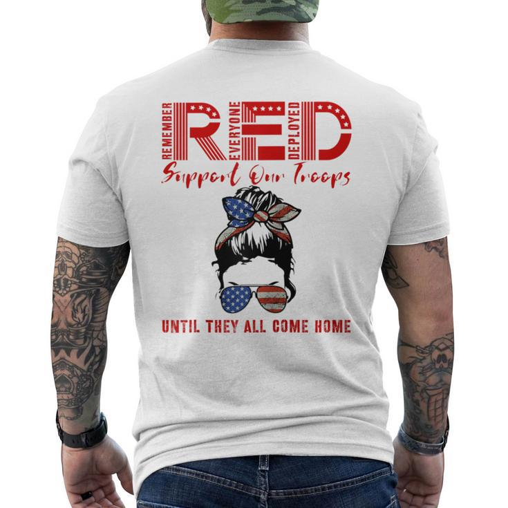 On Friday We Wear Red Friday Military Support Troops Us Flag Men's T-shirt Back Print