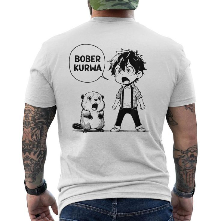 Bóbr Bober Kurwa Internet Meme Anime Manga Beaver T-Shirt mit Rückendruck