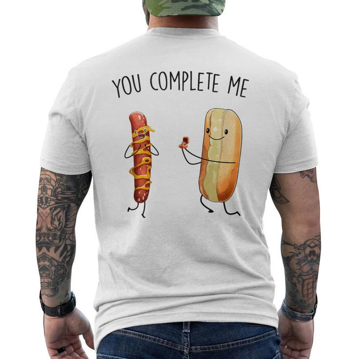 Couples You Complete Me Hot Dog And Hot Dog Bun Men's T-shirt Back Print