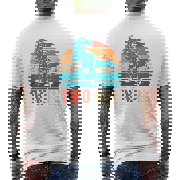 Dinausor Two Rex Retro Vintage Sunset 2 Year Old Trex Men's T-shirt Back Print