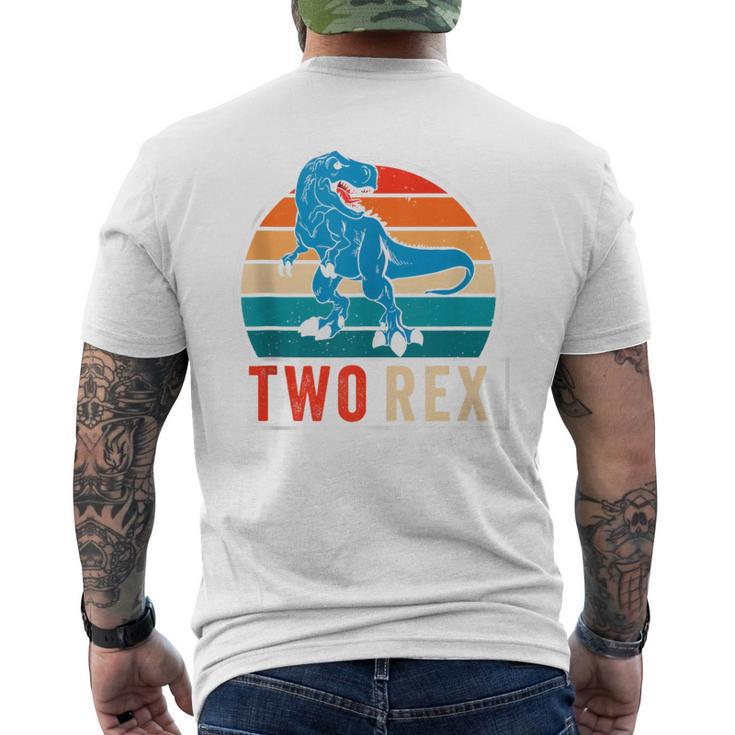 Dinausor Two Rex Retro Vintage Sunset 2 Year Old Trex Men's T-shirt Back Print