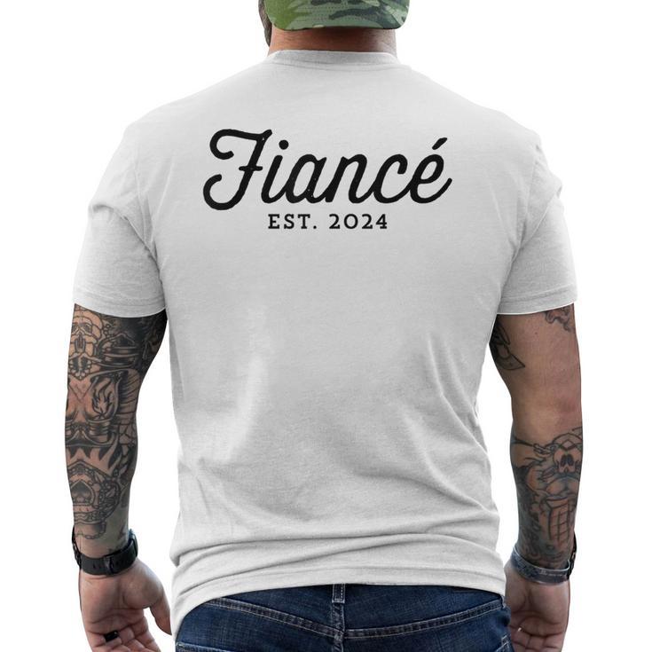 Engagement Husband Newly Engaged Fiance Est 2024 Men's T-shirt Back Print