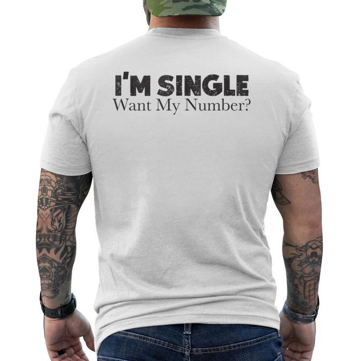 I'm Single Want My Number Vintage Single Life Men's T-shirt Back Print