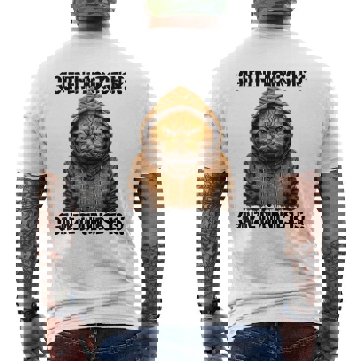 Saying Guten Morgen Ganz Thin Eis Cat White T-Shirt mit Rückendruck