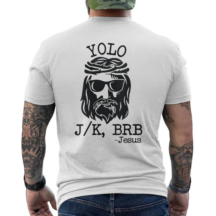Yolo Jk Brb Jesus Easter Day Bible Vintage Christian Men's T-shirt Back Print
