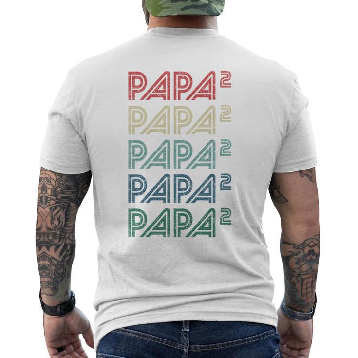 Für Papa Zur Geburt Zweites Kind Papa Hoch 2 T-Shirt mit Rückendruck