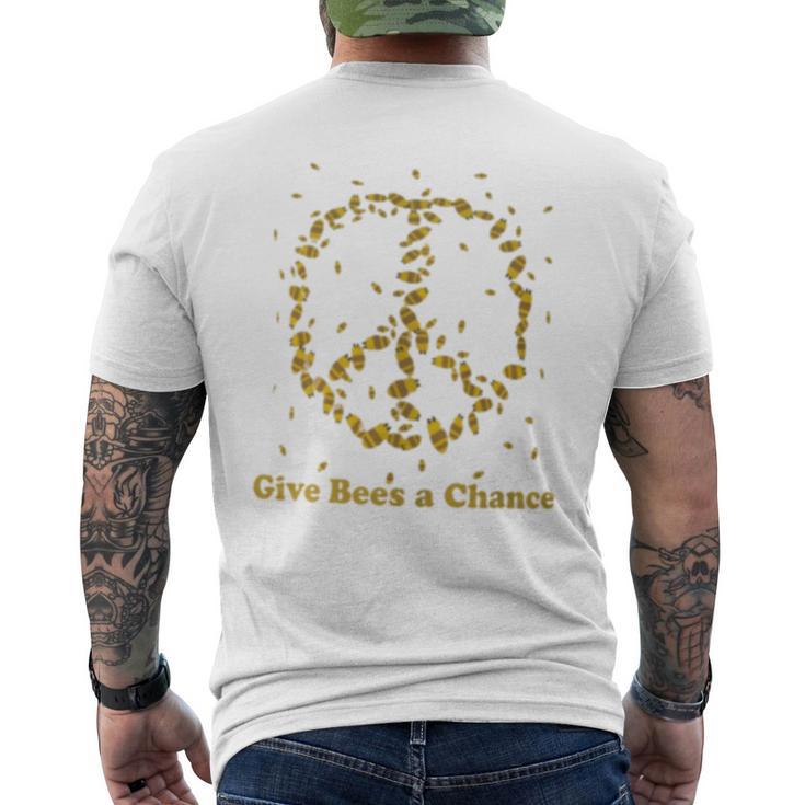 Give Bees A Chance Peace Sign Men's T-shirt Back Print