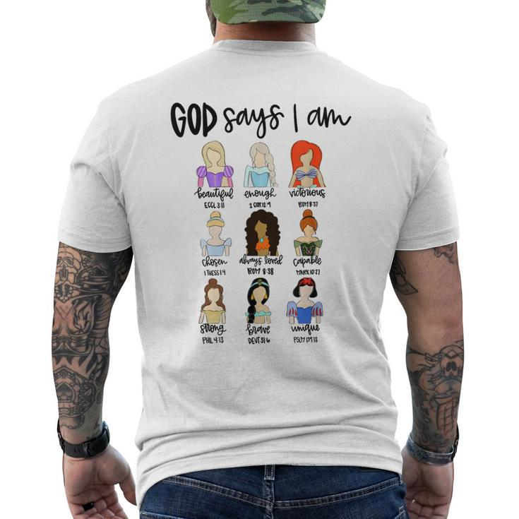 God Says I Am Princess Bible Verse Christ Religious Sayings Men's T-shirt Back Print