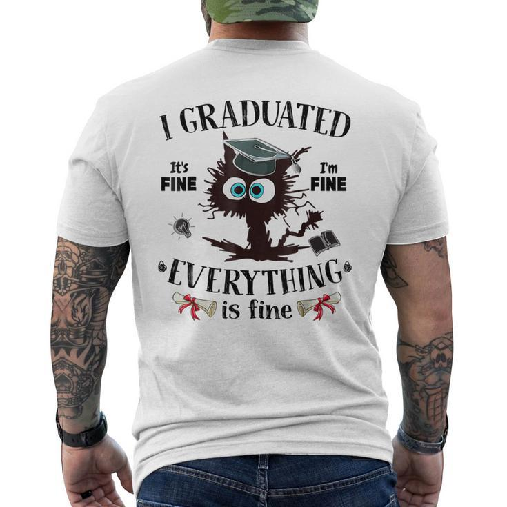 I Graduated Graduate Class 2024 Black Cat Graduation Men's T-shirt Back Print