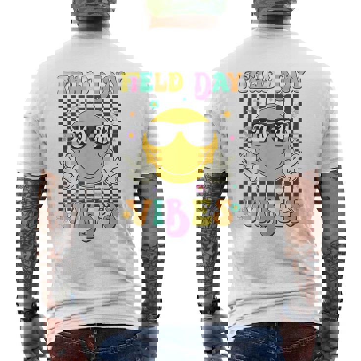Groovy Field Day Vibes Hippie Face Happy Field Day 2024 Men's T-shirt Back Print