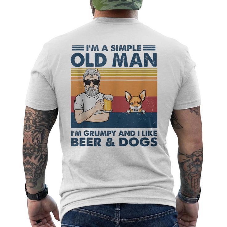 Grumpy Old Man Like Beer And Dogs Red Chihuahua Grandpa Men's T-shirt Back Print