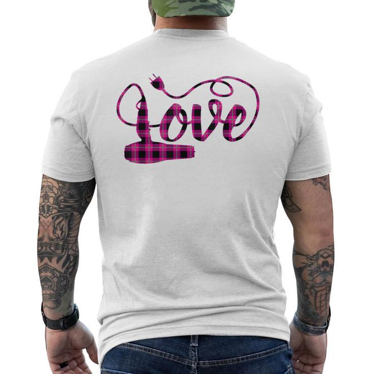 Hair Stylist Valentine Pink Buffalo Plaid Beauty Salon Men's T-shirt Back Print