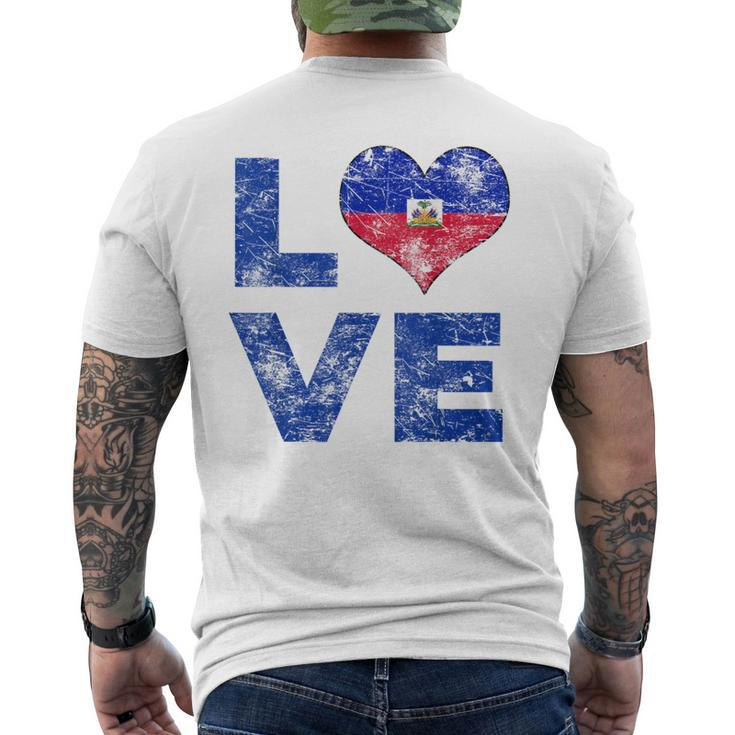 Haiti Vintage Love Heart Flag Haitian Flag Day Men's T-shirt Back Print