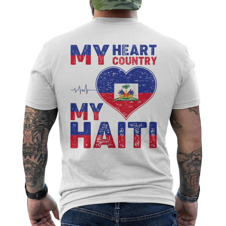Haitian My Heart Country My Haiti Flag For Men Men's T-shirt Back Print