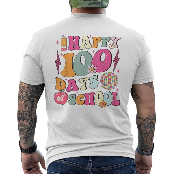 Happy 100 Days Of School Retro Disco 100Th Day Of School Men's T-shirt Back Print