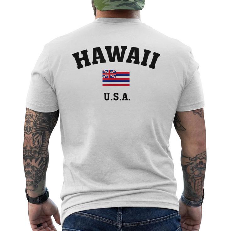 Hawaii Usa With American Flag T Men's T-shirt Back Print