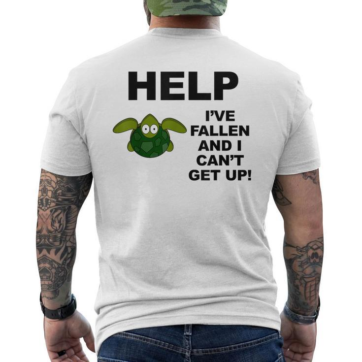 Help I've Fallen And I Can't Get Up Upside Down Turtle Men's T-shirt Back Print