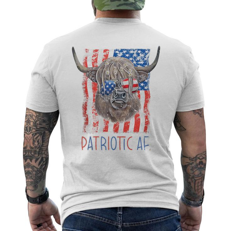 Highland Cow 4Th Of July Patriotic Af Usa Flag Farming Men's T-shirt Back Print