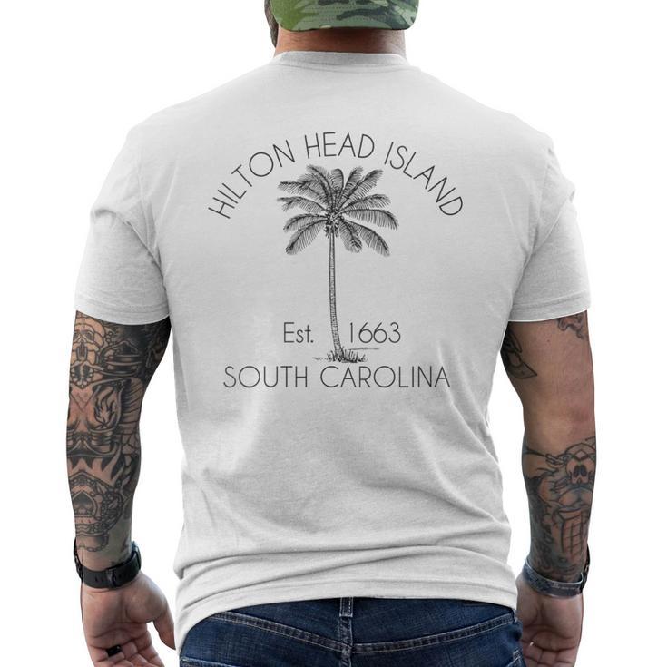 Hilton Head Island Beach Palm Tree Illustration Men's T-shirt Back Print