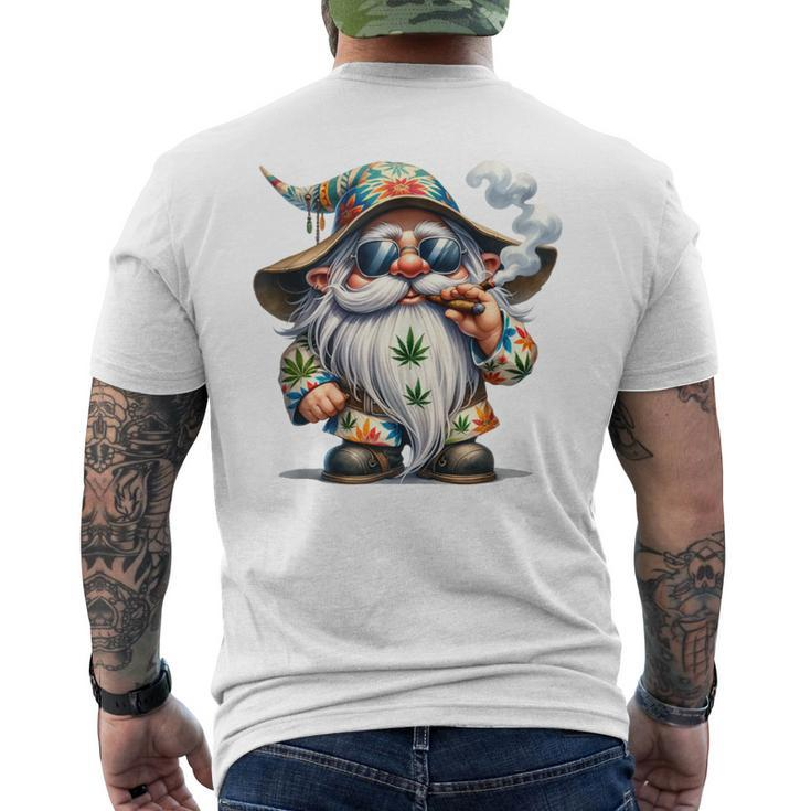 Hippie Gnome Smoking Weed Pot Leaf 420 Marijuana Cannabis Men's T-shirt Back Print