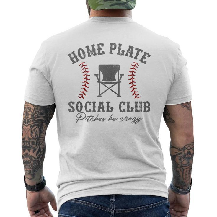 Home Plate Social Club Pitches Be Crazy Baseball Men's T-shirt Back Print