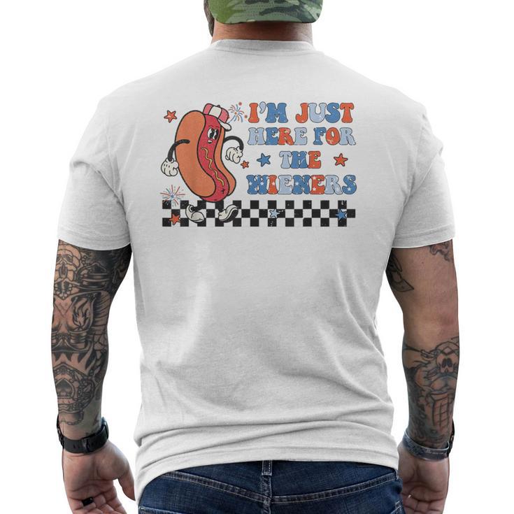 Hot Dog I'm Just Here For The Wieners Cute Retro 4Th Of July Men's T-shirt Back Print