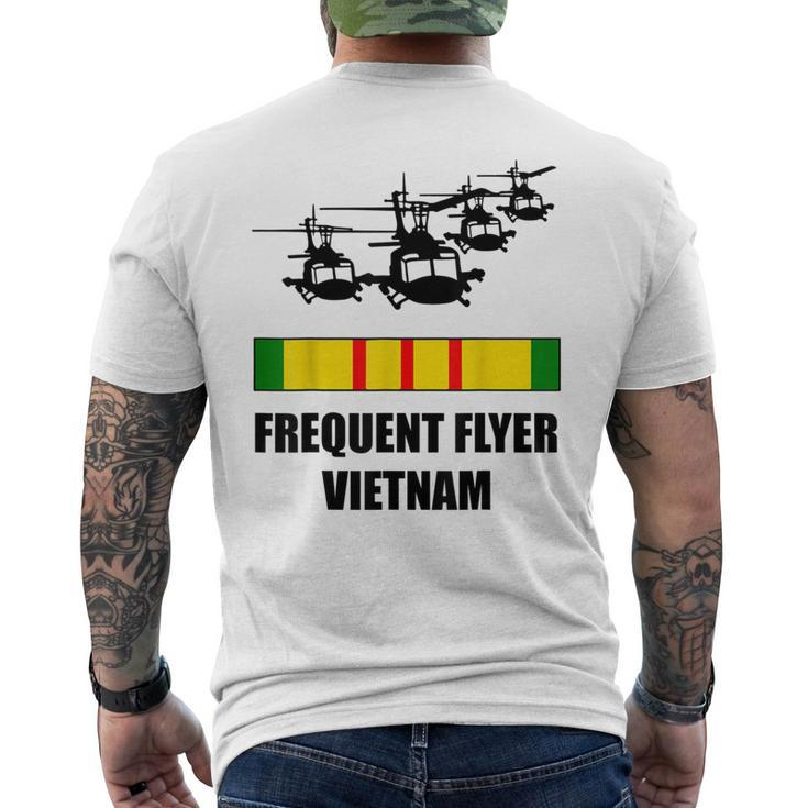 Huey Chopper Helicopter Frequent Flyer Vietnam War Veteran Men's T-shirt Back Print