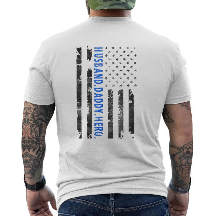 Husband Daddy Hero Police Officer Sheriff Deputy Father's Day Mens Back Print T-shirt