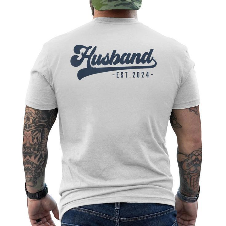 Husband Est 2024 Just Married Honeymoon Hubby Wedding Couple Men's T-shirt Back Print