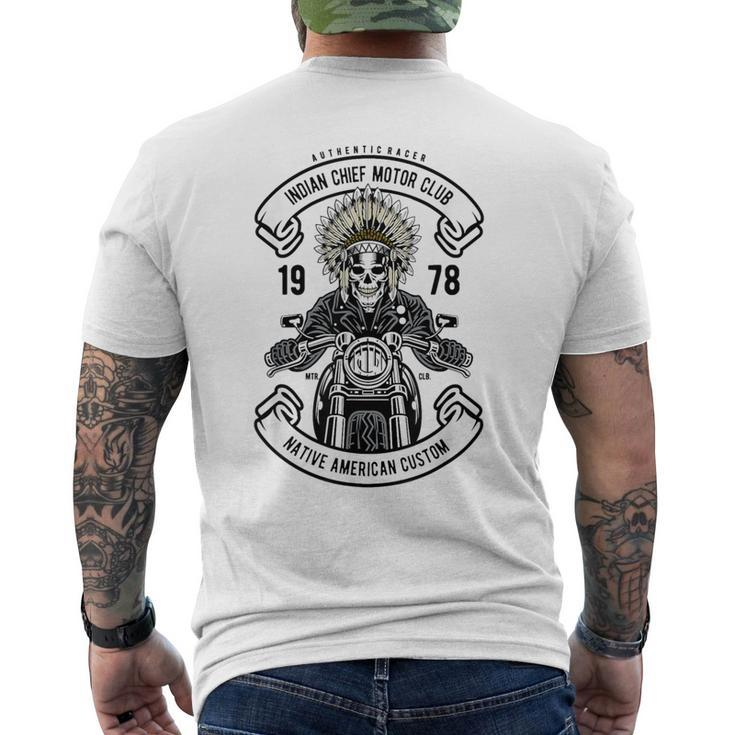Indian Chief Biker Native American Motorcycle Motocross Men's T-shirt Back Print