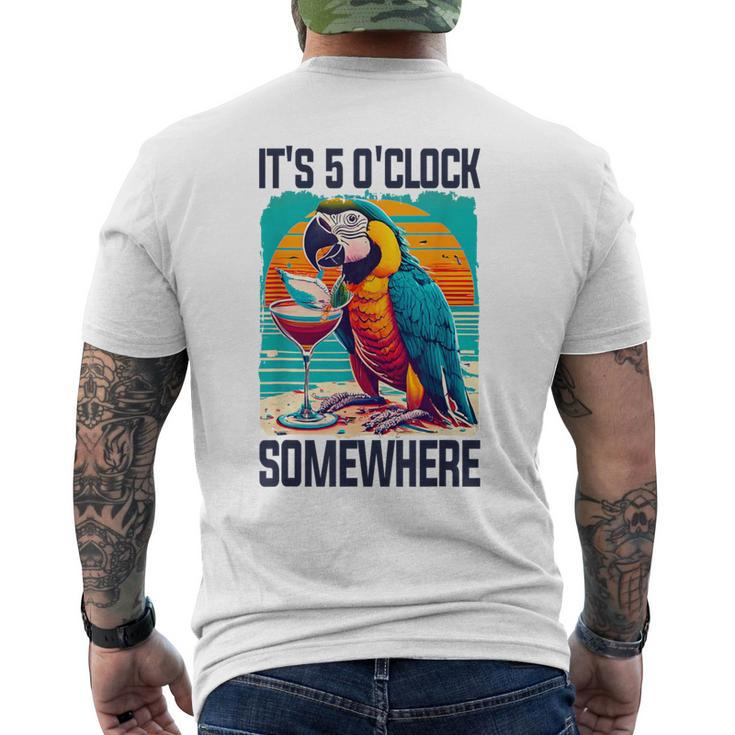 It's 5 O'clock Somewhere Drinking Parrot Cocktail Summer Men's T-shirt Back Print