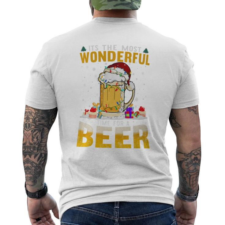 Its The Most Wonderful Time For A Beer Christmas Santa Light Men's T-shirt Back Print