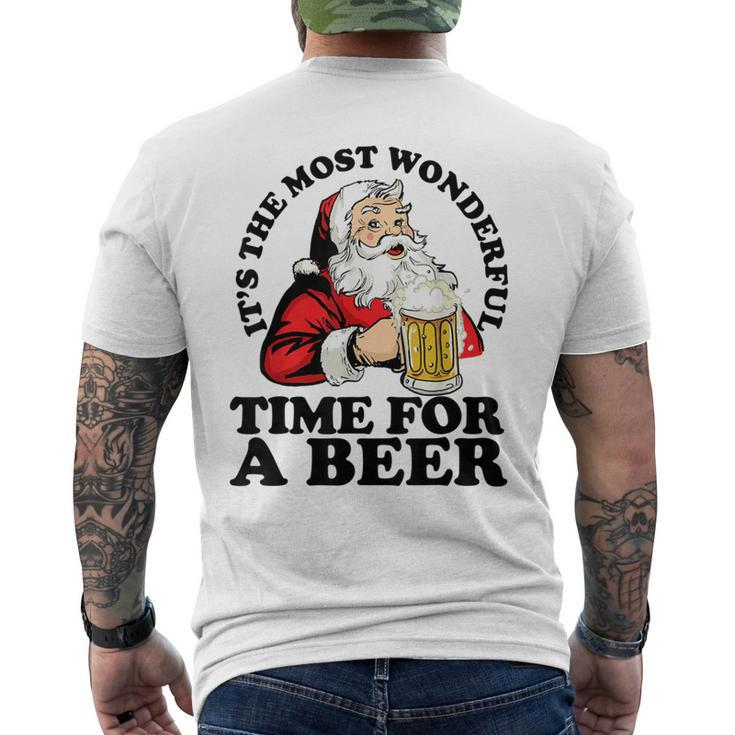 Its The Most Wonderful Time For A Beer Santa Christmas Men's T-shirt Back Print