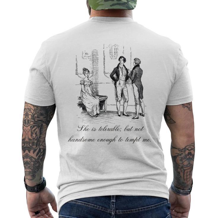 Jane Austen Pride And Prejudice She Is Tolerable Men's T-shirt Back Print