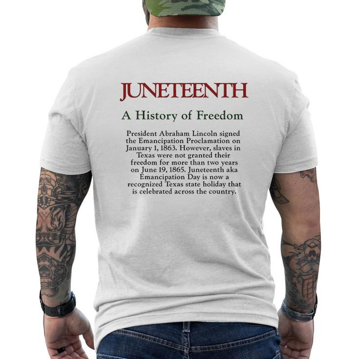 Juneteenth A History Of Freedom Mens Back Print T-shirt