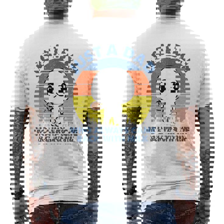 Just A Dad Who Always Came Back With Milk Retro Vintage Men's T-shirt Back Print