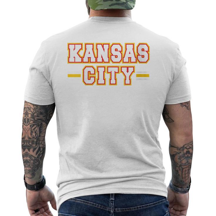 Kc Red Yellow Kansas City Red Striped Retro Kc Fan Local Men's T-shirt Back Print