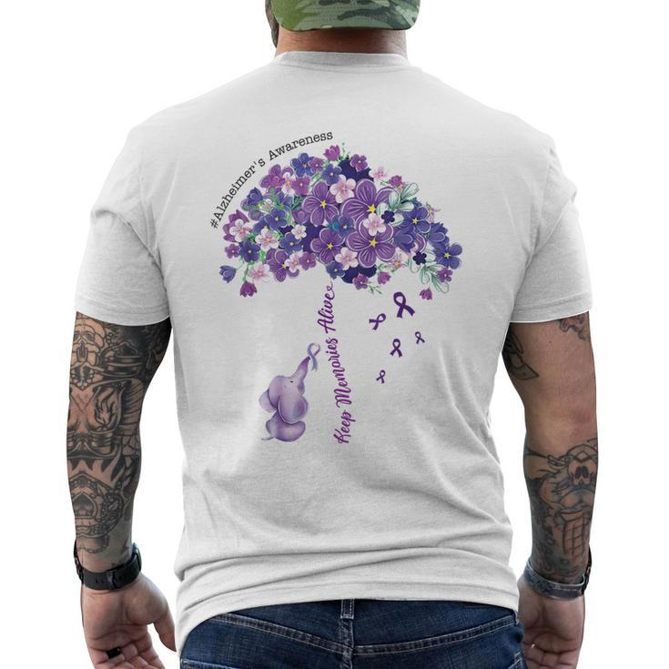 Keep Memories Alive Purple Elephant Alzheimer's Awareness Men's T-shirt Back Print