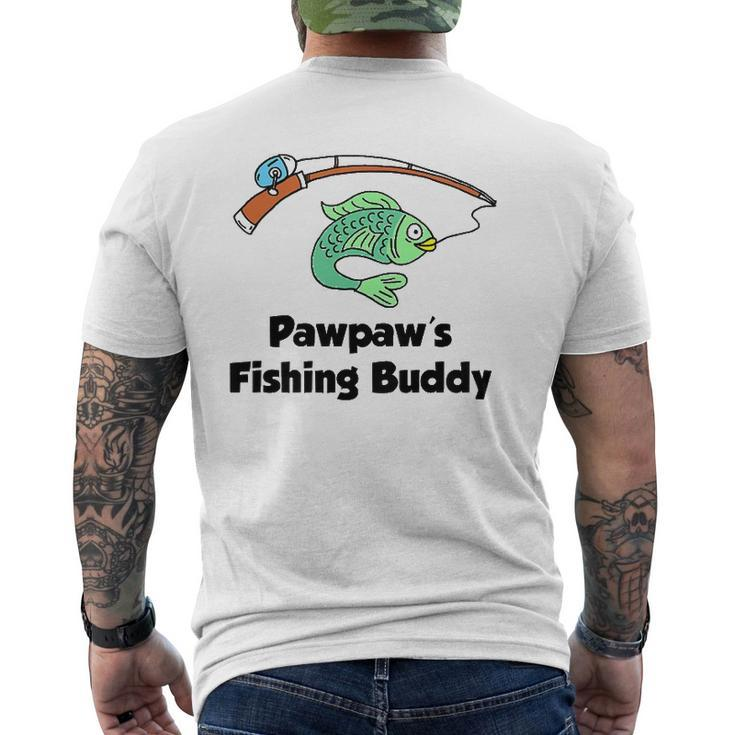 Kids Pawpaw's Fishing Buddy Grandson Or Granddaughter Fish Mens Back Print  T-shirt