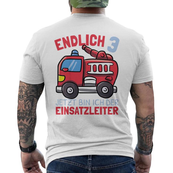 Kinder Jetzt Bin Ich Einsatzleiter Endlich 3 Jahre Boys Fire Brigade T-Shirt mit Rückendruck