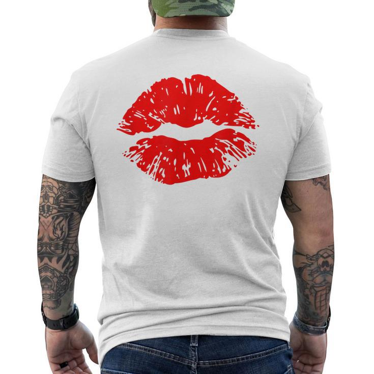 Kiss Red Lipstick Kiss Men's T-shirt Back Print