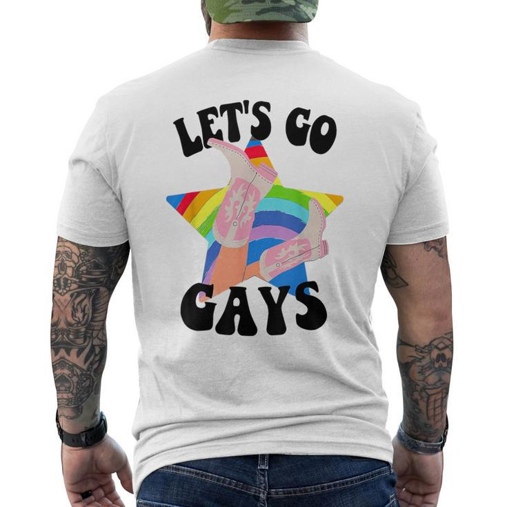 Let's Go Gays Lgbt Pride Cowboy Hat Retro Gay Rights Ally Men's T-shirt Back Print
