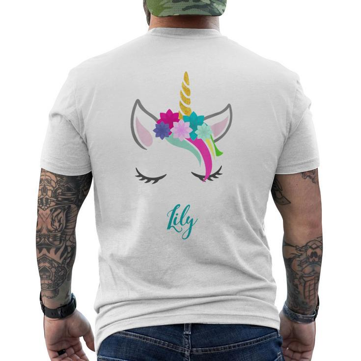 Lily Name Personalised Unicorn Men's T-shirt Back Print