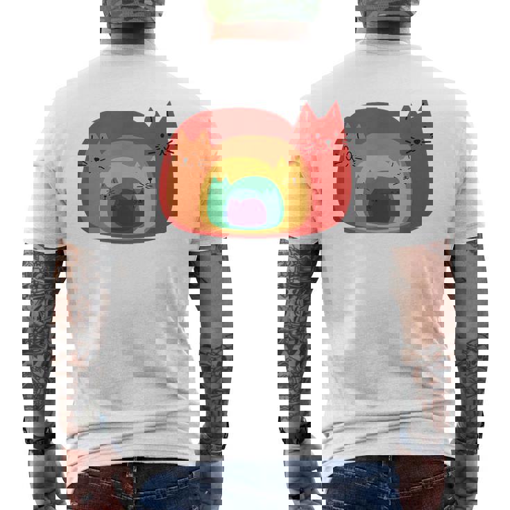 Lindo Gato Arco Iris Adorable Camiseta Hombre Estampado Espalda