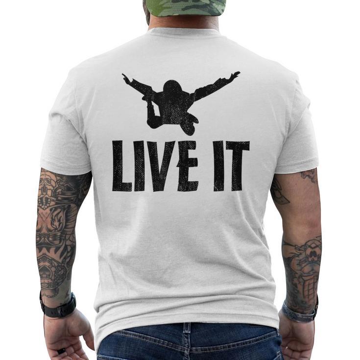 Live It Skydiving Skydive Parachuting Men's T-shirt Back Print