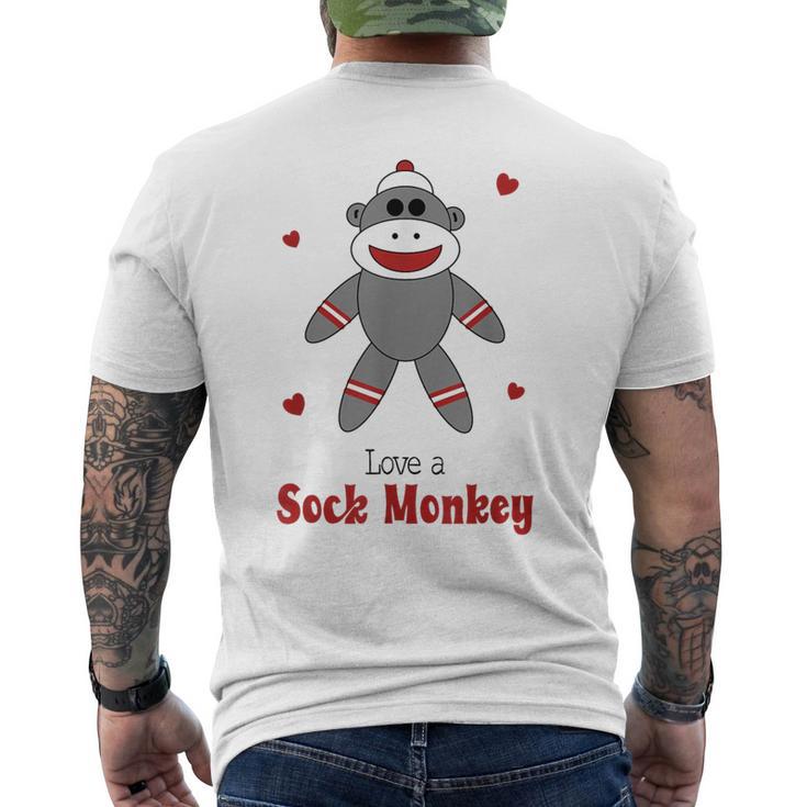 Love A Sock Monkey Retro Stuffed Toy Men's T-shirt Back Print