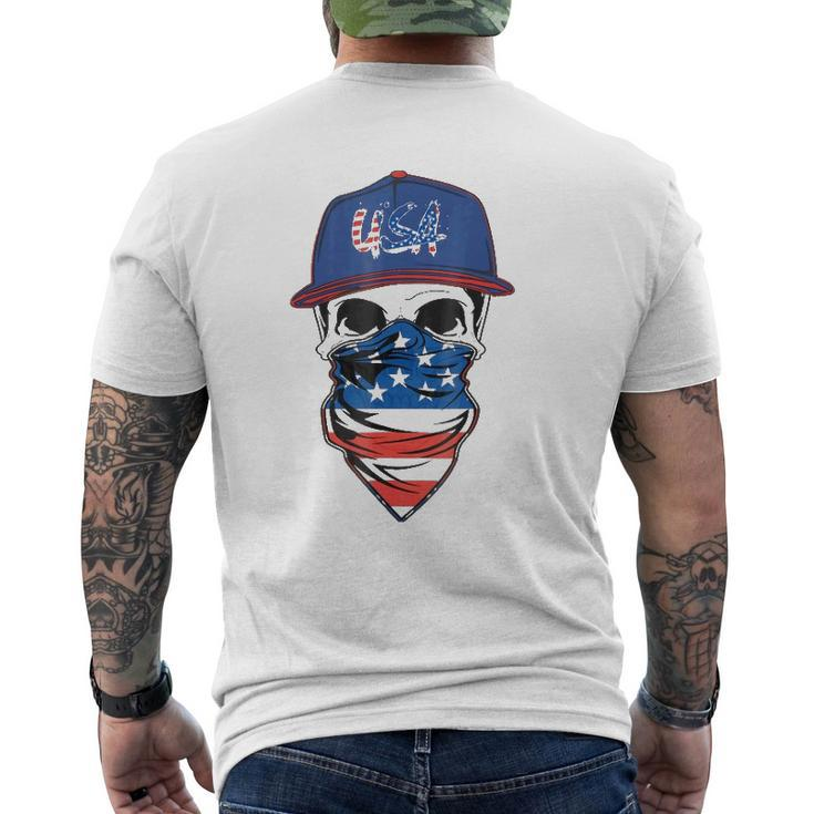 Men's American Flag Skull Usa Military Mens Back Print T-shirt